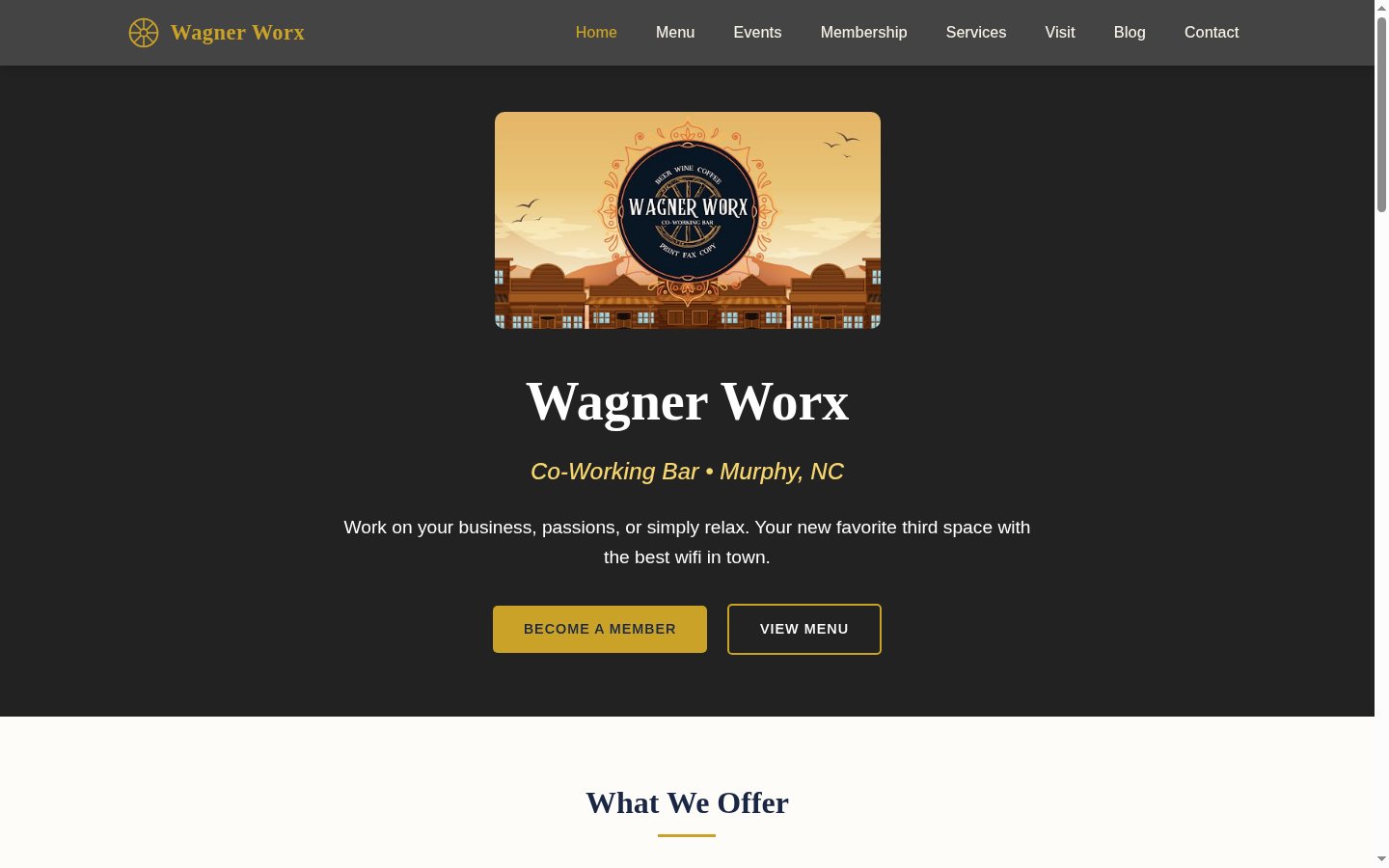 Desktop screenshot of the Wagner Worx homepage at wagnerworx.com